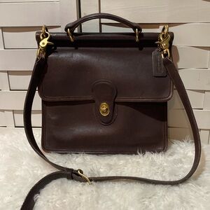 COACH 9927 dark brown Vintage Willis crossbody brass hardware. Detachable strap